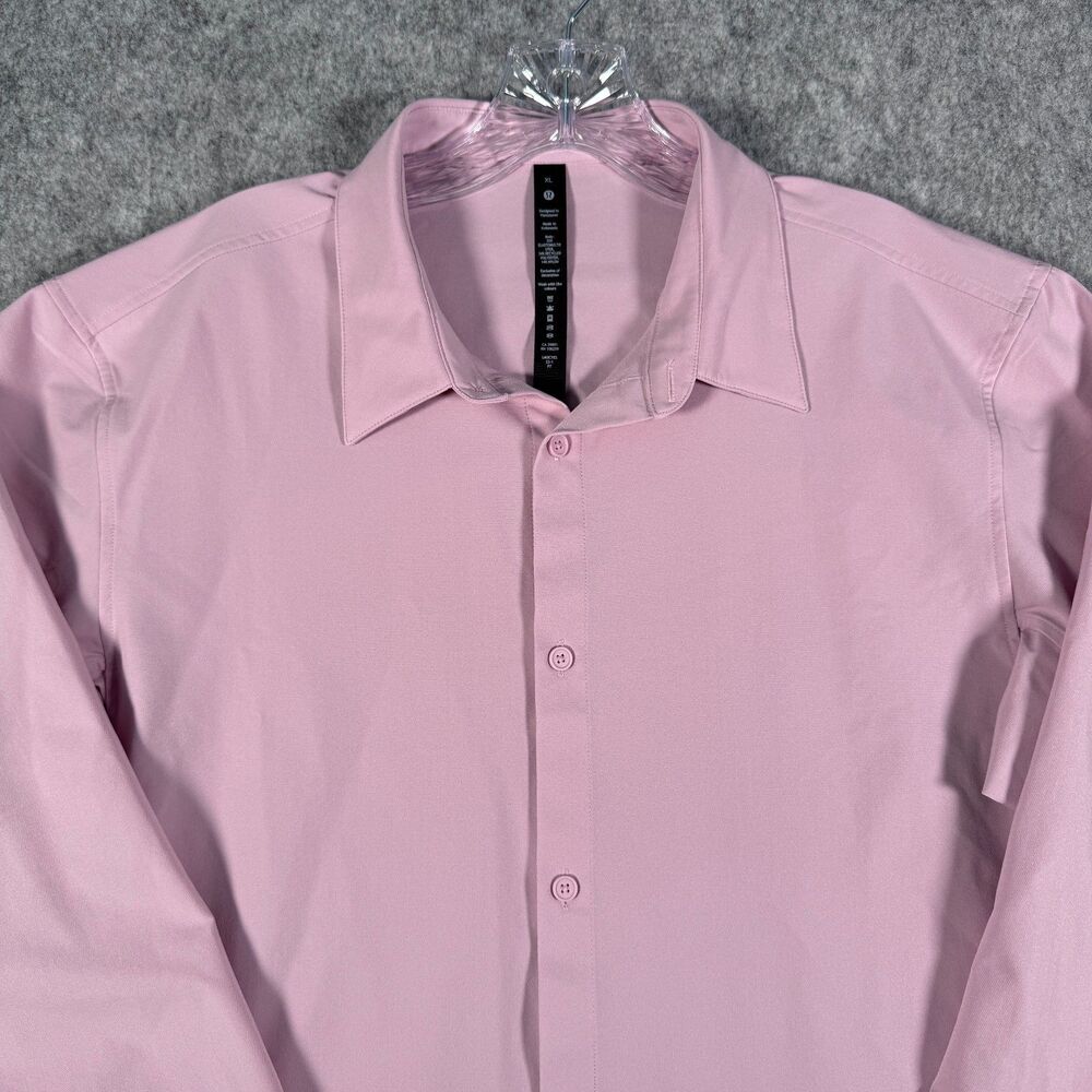 Lululemon Shirt Mens Size XL Pink Long Sleeve Commission Button Down Performance